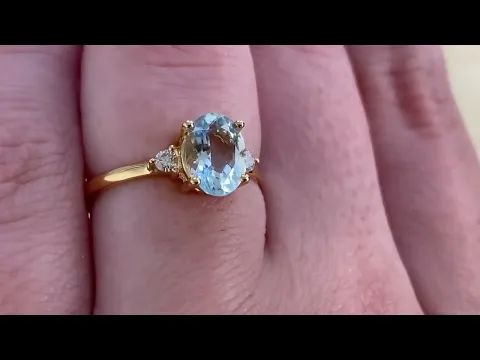 1.20 carat oval cut aquamarine set in prongs - Riverbend Ring - Hand video