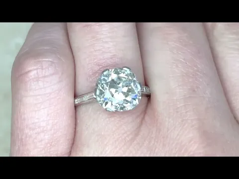 3.90ct Center Old Mine Cut Diamond Art Deco Era Engagement Ring - Boudry Ring - Hand Video