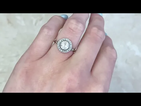 0.79ct Old European Cut Diamond & Halo Engagement Ring - Cambria Ring - Hand Video