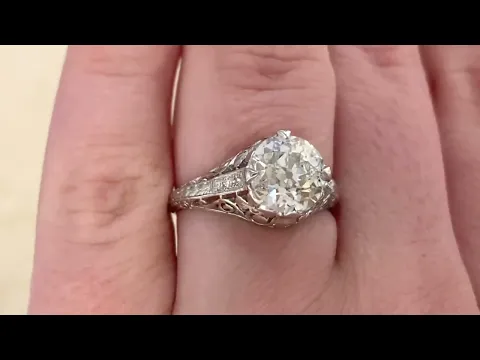 2.04 carats old European cut diamond set in prongs - Albany Ring - Hand video