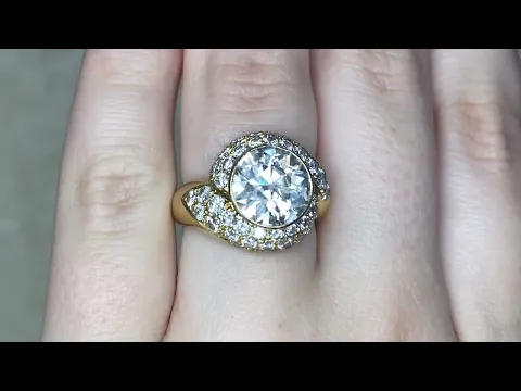 French Vintage 3ct GIA Old European Cut Diamond Swirl Engagement Ring - Gifford Ring - Hand Video