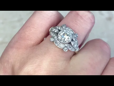 1.33ct Old European Cut Bezel Set Diamond & Geometric Diamond Ring - London Ring - Hand Video