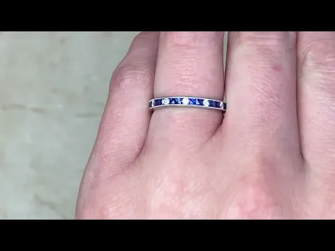 Natural Sapphire & Diamond Alternating Half Eternity Band - Bayswater Place Band - Hand Video