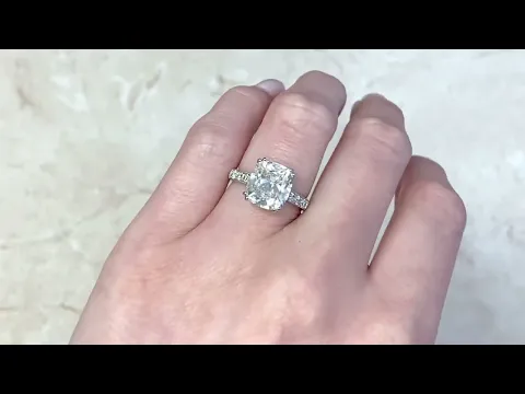 5.04ct Antique Cushion Cut Diamond Engagement Ring - Glenridge Ring - Hand Video