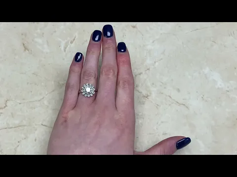 French Art Deco Old European Cut Diamond Cluster Engagement Ring - Clarksville Ring - Hand Video