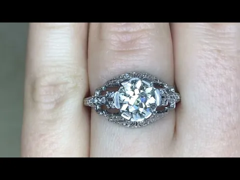 Art Deco 1.59ct Center Old European Cut Diamond Engagement Ring - Noyers Ring - Hand Video