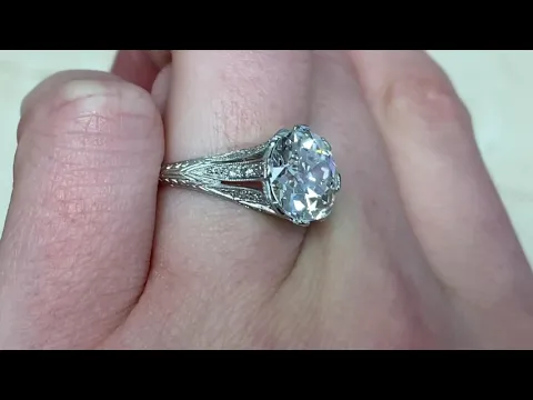 Art Deco Era 3.50ct Center Old European Cut Diamond Engagement Ring - Bayard Ring - Hand Video