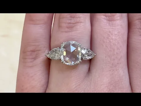 GIA-certified 2.00ct Rose Cut Diamond Three-Stone Engagement Ring - Kensington Ring - Hand Video