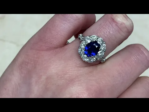 1.66ct Natural Sapphire & Diamond Cluster Ring - Celina Ring - Hand Video