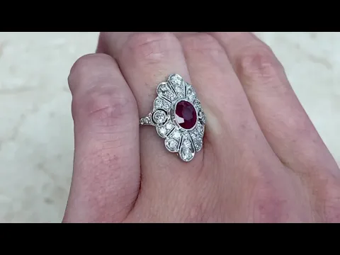 1.52ct Center Oval Cut Ruby and Diamond Platinum & 18k Yellow Gold Ring - Formosa Ring - Hand Video