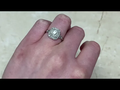 1.07ct Center Antique Cushion Cut Diamond Halo Engagement Ring - Teuna Ring - Hand Video