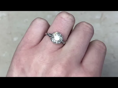 2.88ct Center Old European Cut Diamond Bow Motif Engagement Ring - Bloomington Ring - Hand Video