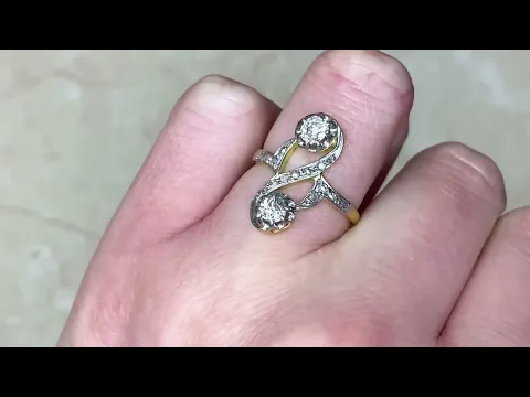 Antique Art Nouveau Era Elongated Diamond Ring - Beaumont Ring. Circa 1900 - Hand Video