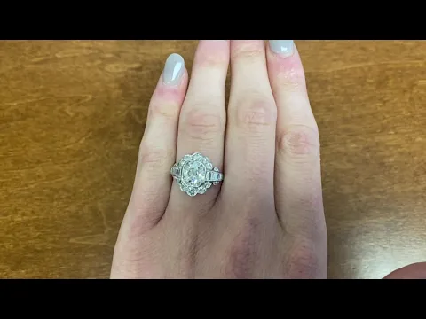 2.07ct Elongated Antique Cushion Cut Floral Diamond Engagement Ring - Cookham Ring - Hand Video