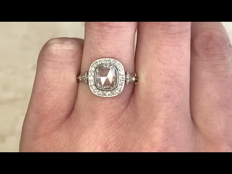 1.00ct Rose cut and Old European Cut Diamond Halo Engagement Ring - Finchley Ring - Hand Video