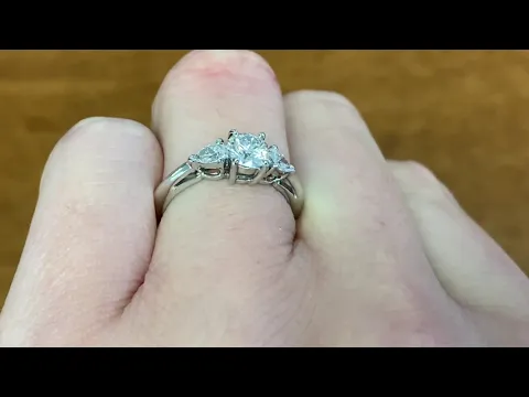 0.53ct Center Three-Stone Tiffany Round Brilliant Cut Diamond Engagement Ring - Hand Video