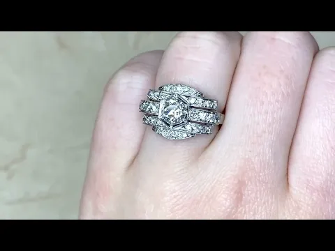 GIA Certified 0.83ct Center Old European Cut Diamond East West Engagement Ring -Mill Ring-Hand Video