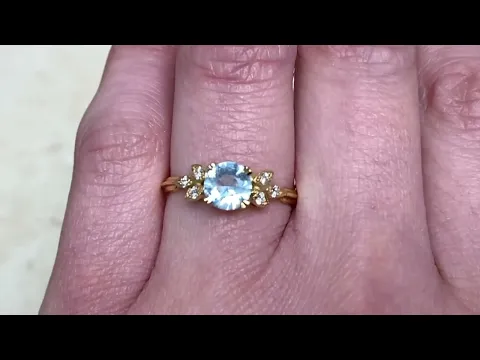 18k Yellow Gold Natural Round Aquamarine Engagement Ring - Elliston Ring - Hand Video