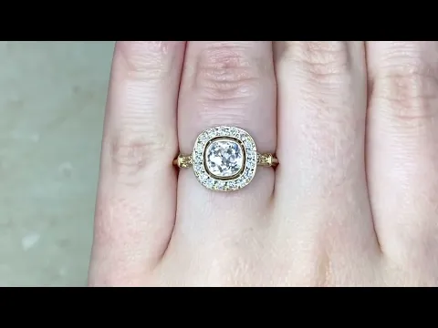 1.16ct Center Antique Cushion Cut Diamond Halo Engagement Ring - Carlyle Ring - Hand Video