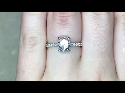 1.05ct Center Oval Rose Cut Micro Pave Diamond Engagement Ring - Bellingham Ring - Hand Video