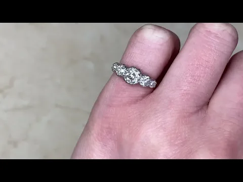 Antique Five Stone Old European Cut Diamond Engagement Ring - Primrose Ring. Circa 1900 - Hand Video