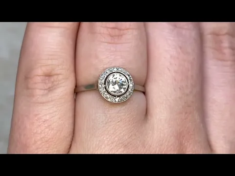 0.60ct Center Old European Cut Diamond Halo Engagement Ring Circa 1925 - Brantford Ring - Hand Video