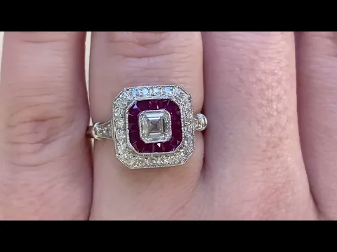 GIA certified  0.50 carats Asscher-cut diamond ring - Walton Ring - Hand video