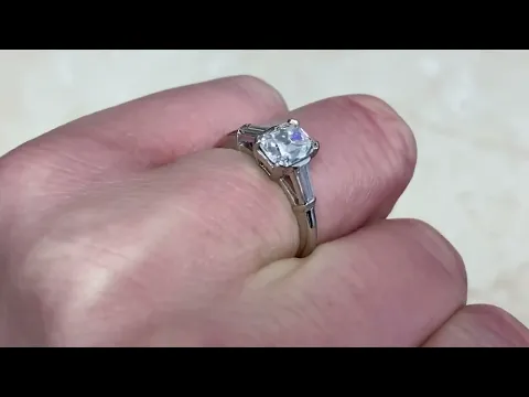 1.07ct Solitaire Antique Cushion Cut Diamond Engagement Ring - Whitehall Ring - Hand Video