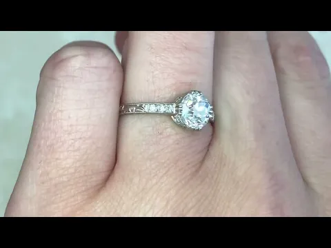 1.00ct Center Old European Cut Diamond Vintage Engagement Ring - Huntington Ring - Hand Video