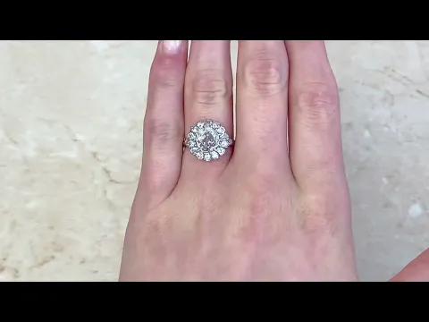 Old Mine Cut Floral Cluster Diamond Engagement Ring - Tusten Ring - Hand Video