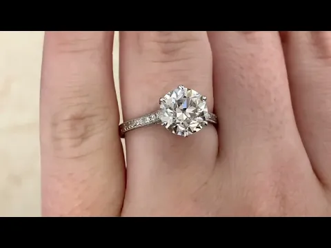 Antique engagement ring 2.40 carats old European cut diamond ring - Olney Ring - Hand video