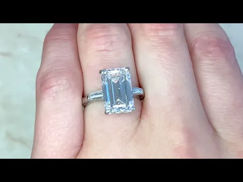 5.31ct Emerald Cut Diamond Engagement Ring - Sea Cliff Ring - Hand Video