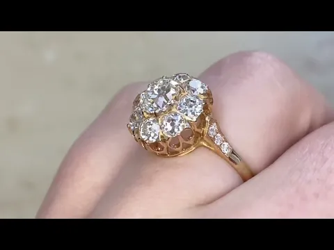 1.02 carat  prong-set antique cushion cut diamond ring - Lafayette Ring - Hand video