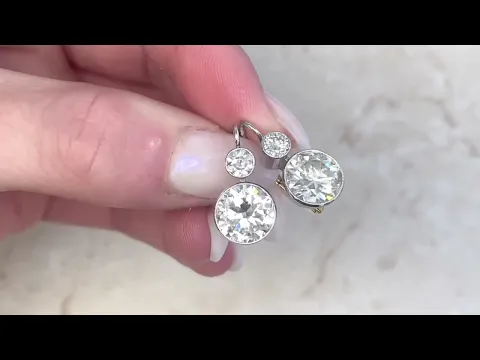 Bezel Set Old European Cut Diamond Earrings - Hutton Earrings - On Ear Video