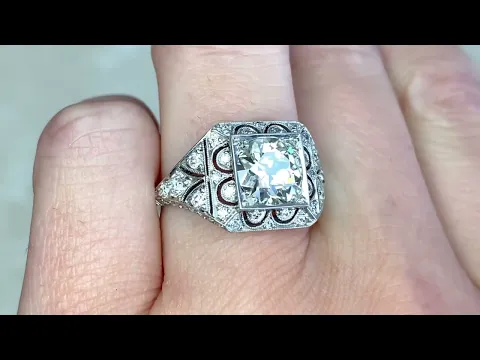 Antique 1.53ct Diamond & Platinum Mounting Engagement Ring - Berkeley Ring. Circa 1910 - Hand Video