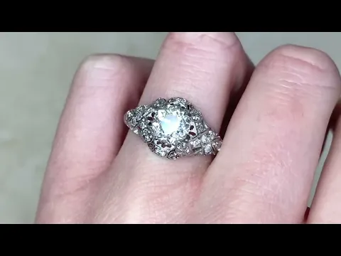 Antique Old European Cut Diamond Platinum Engagement Ring - Dartmouth Ring. Circa 1915 - Hand Video