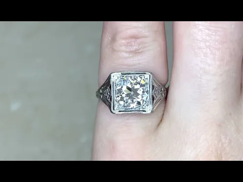 Art Deco 1.59ct Center Old European Cut Diamond Engagement Ring - Holbrook Ring - Hand Video