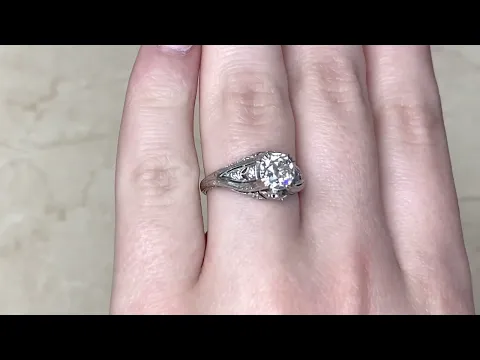 Art Deco 1.25ct Center GIA Old European Cut Diamond Engagement Ring - Whitfield Ring - Hand Video