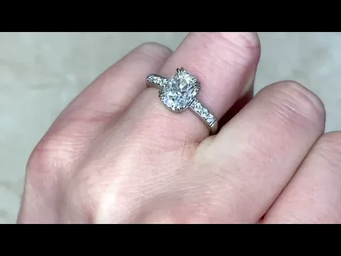 1.57ct Elongated Antique Cushion Cut Diamond Engagement Ring - Longmeadow Ring - Hand Video