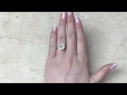 Antique French Solitaire Ring 5.21CT Old European Diamond In Platinum - Hemingway Ring - Hand Video