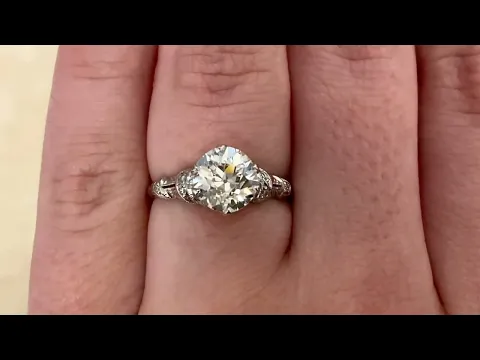 GIA-certified 1.65 carat old European cut diamond Art deco era - Oakdale Ring - Hand video
