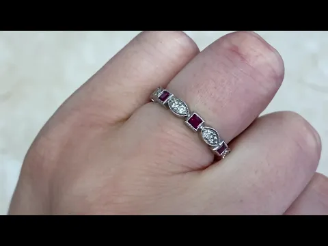 Diamond and French-Cut Ruby Platinum Band - Cleveland Band - Hand Video