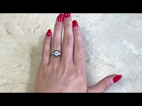 1.41ct Diamond & French Cut Sapphire Halo Engagement Ring - Constantinople Ring - Hand Video