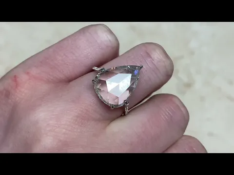 6.00ct Center Rose Cut Diamond Micro-Pave Engagement Ring - Norristown Ring - Hand Video
