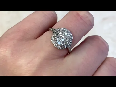 Elegant 2.02 Carat Cushion Cut Diamond Halo Engagement Ring - Doylestown Ring - Hand Video