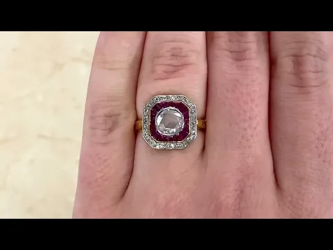 0.77 carat bezel set rose cut diamond from the Edwardian era - Mayflower Ring -  Hand video