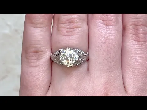1.90ct Center Old European Cut Diamond Engagement Ring Circa 1930 - Exeter Ring - Hand Video