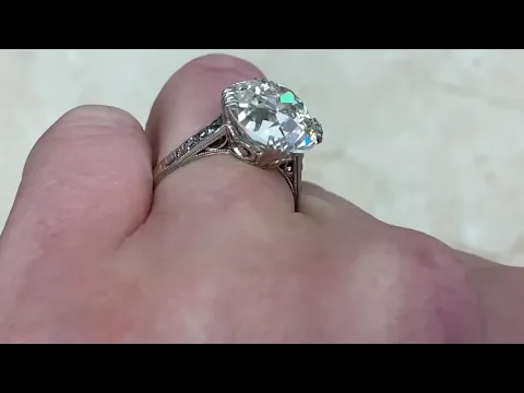 7.55CT Old European Cut Diamond Solitaire Ring - Rockford Ring - Hand Video