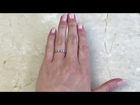 Diamond & Ruby 14k White Gold Gemstone Half Eternity Band - Elmhurst Hand - Hand Video