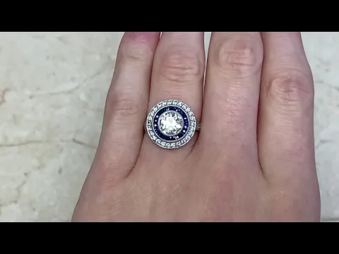 Old European Cut Diamond & Sapphire Halo Engagement Ring - Obidos Ring - Hand Video